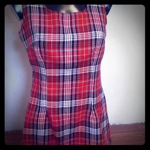 Vintage Y2K 90's School Girl Red Plaid Grunge Mini Jumper Dress sz XS S